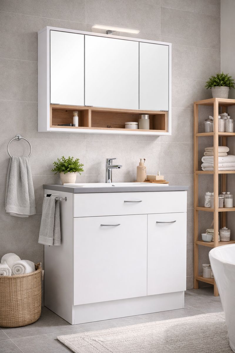 Zrcadlová skříňka MILANO, šířka/výška/hloubka: 80/72/23 cm - Obrázek 7