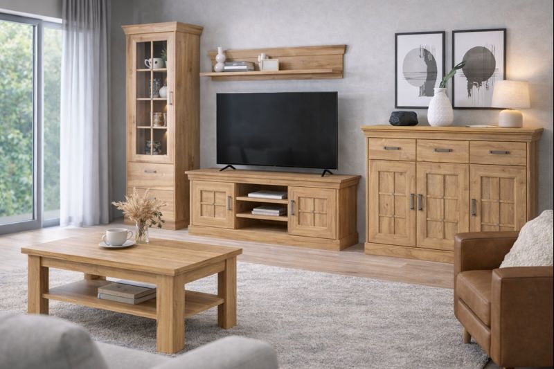 KOMODA POD TELEVIZI CANNES barvy dubu š/v/hl : 143/62/47 cm - Obrázek 10