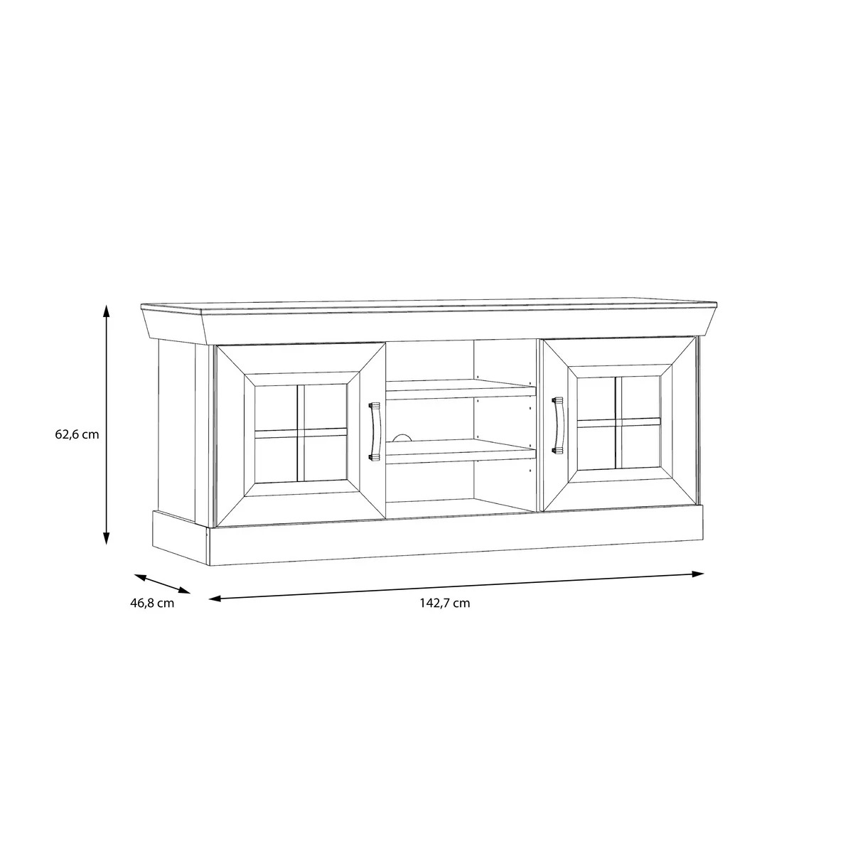 KOMODA POD TELEVIZI CANNES barvy dubu š/v/hl : 143/62/47 cm - Obrázek 6