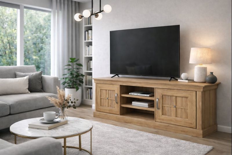 KOMODA POD TELEVIZI CANNES barvy dubu š/v/hl : 143/62/47 cm - Obrázek 9